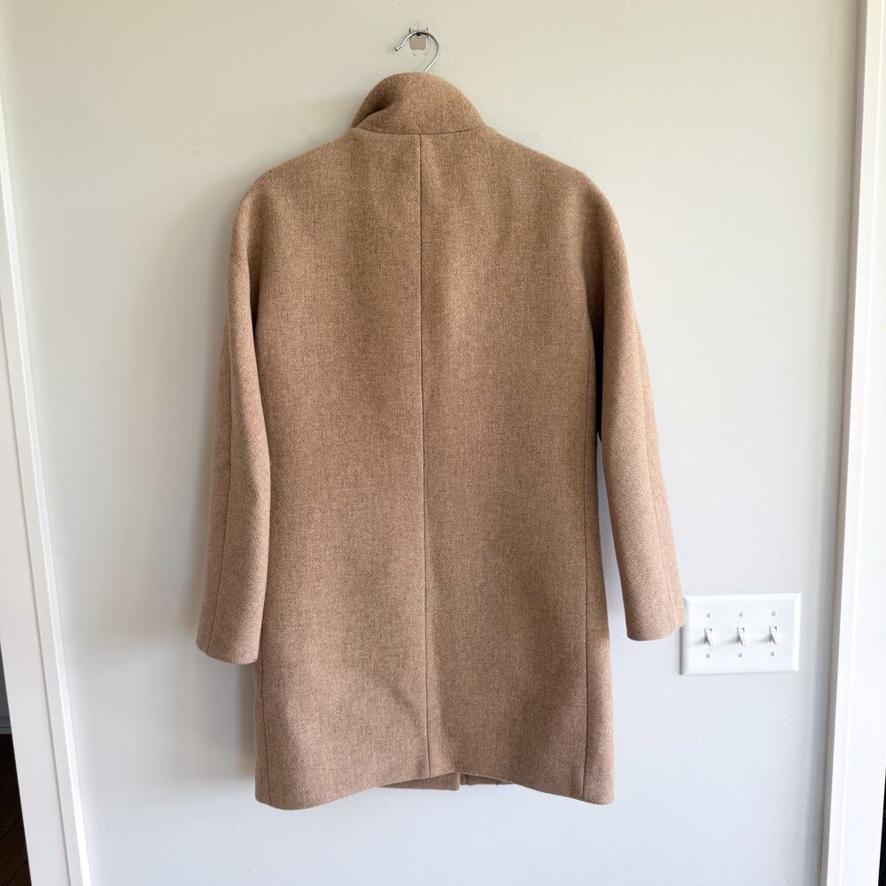 J. Crew Italian Wool Zip Up Mid Length Cocoon Coat Sandstone Tan 2 - Picture 2 of 8